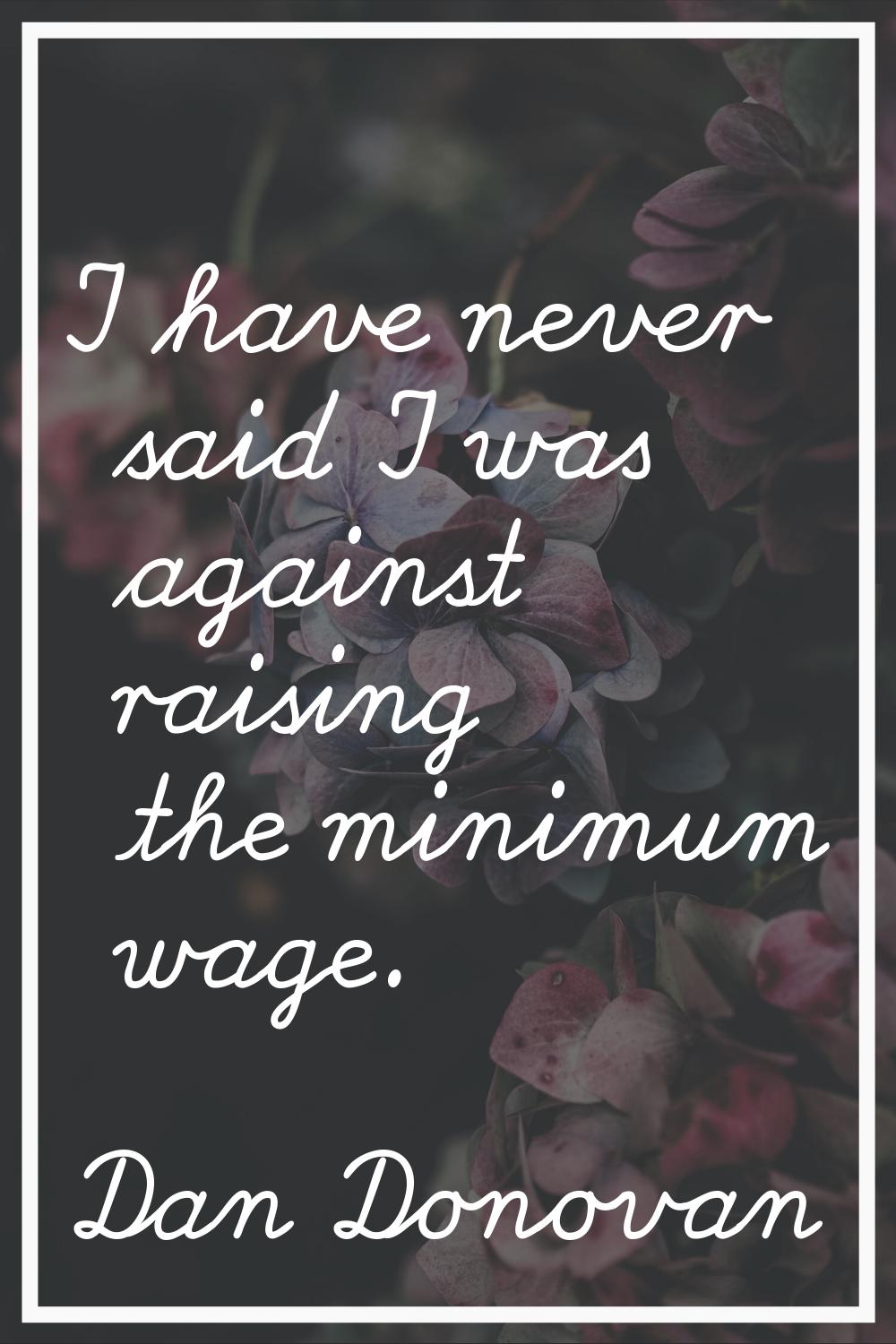 I have never said I was against raising the minimum wage.