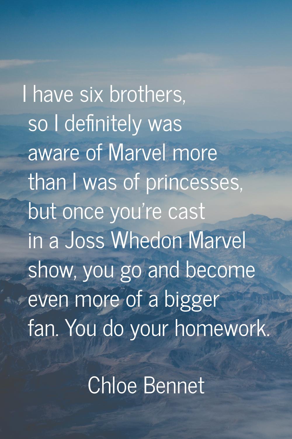 I have six brothers, so I definitely was aware of Marvel more than I was of princesses, but once yo