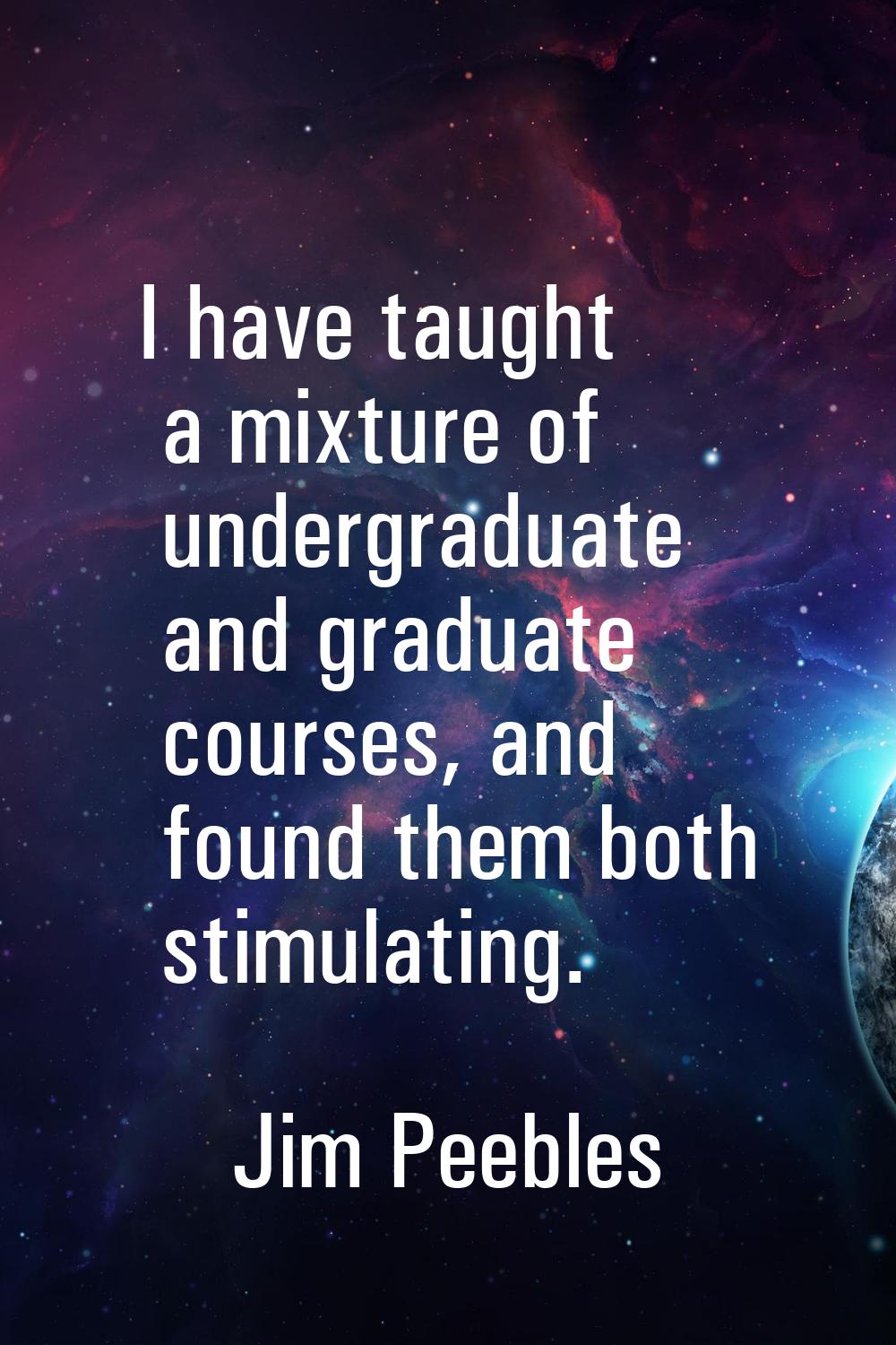 I have taught a mixture of undergraduate and graduate courses, and found them both stimulating.