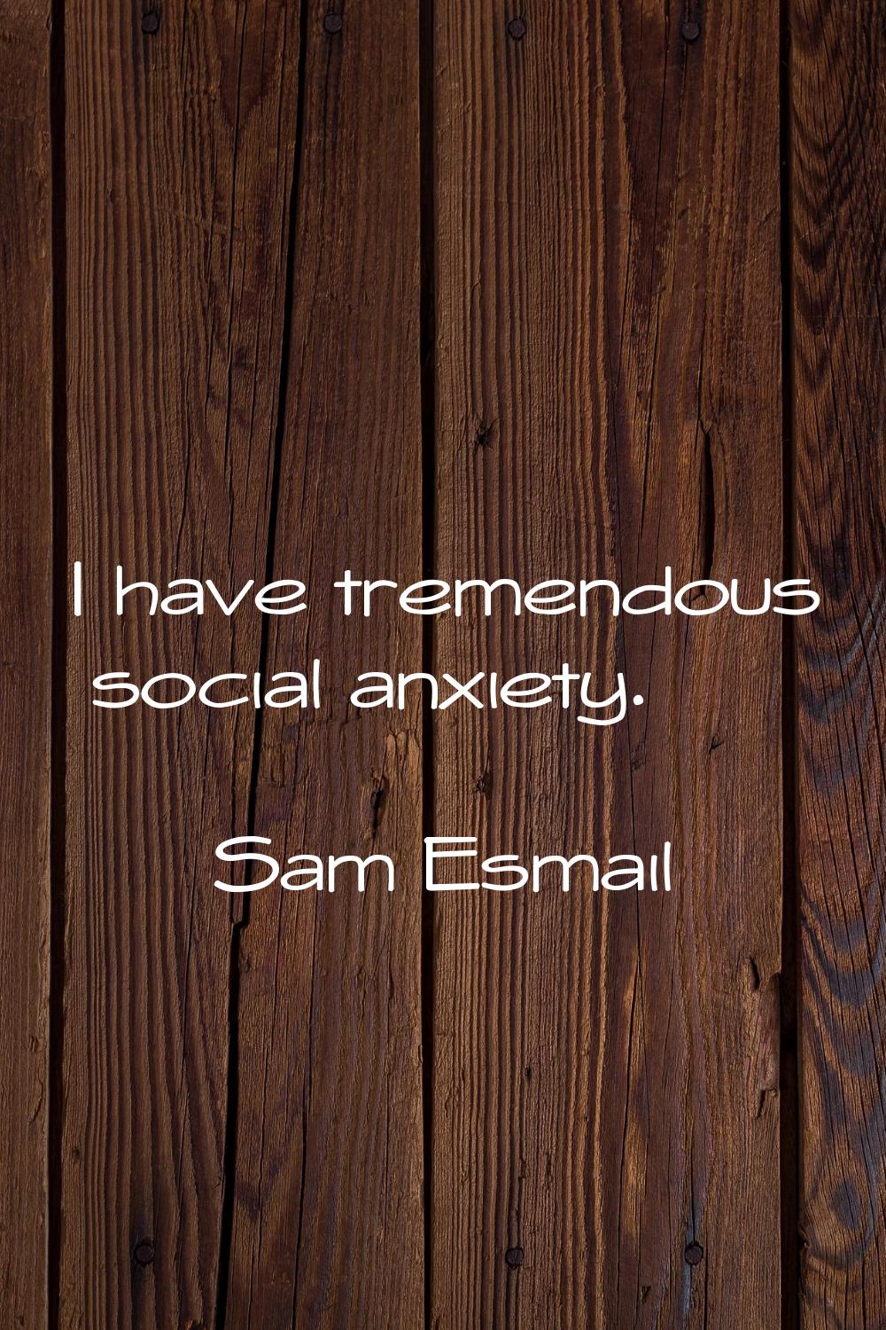 I have tremendous social anxiety.