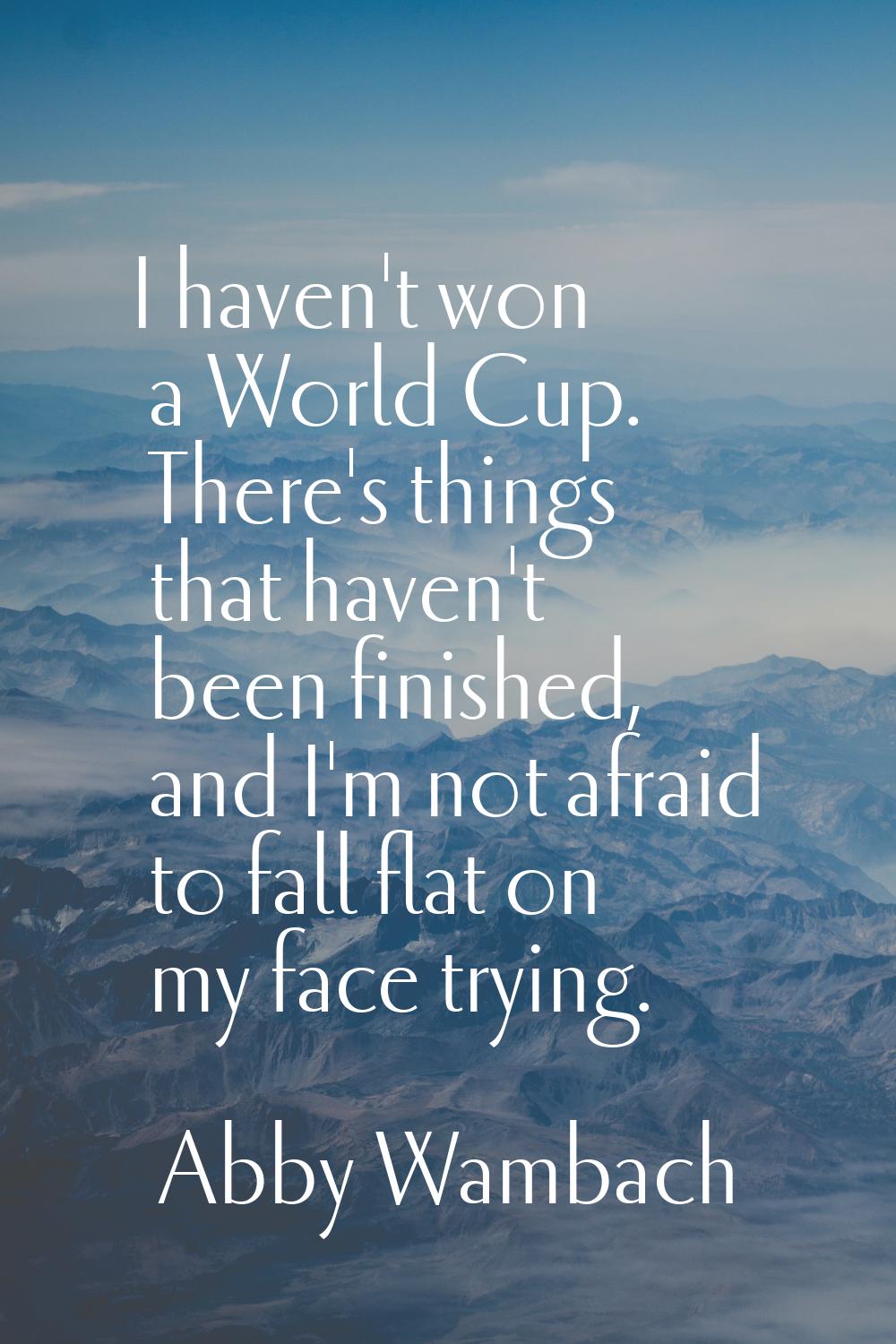 I haven't won a World Cup. There's things that haven't been finished, and I'm not afraid to fall fl