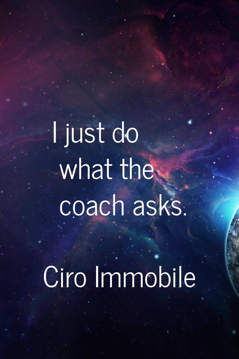 I just do what the coach asks.