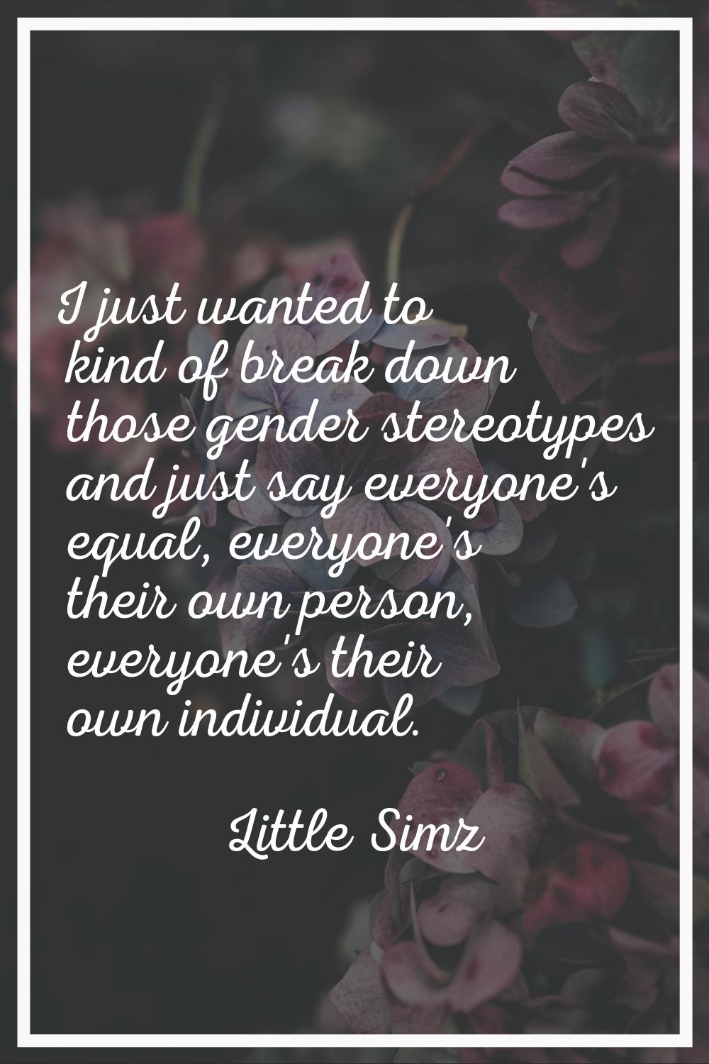 I just wanted to kind of break down those gender stereotypes and just say everyone's equal, everyon