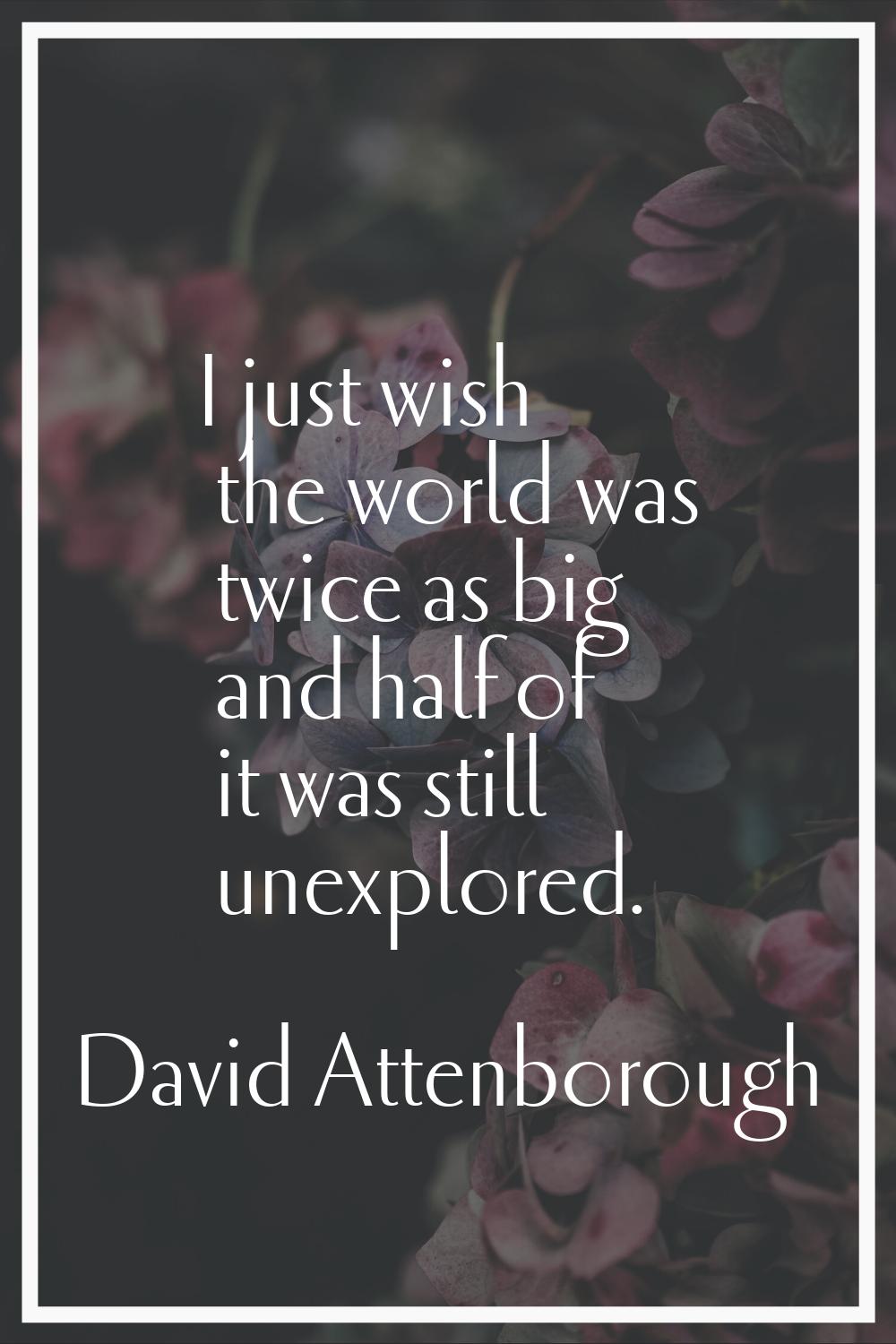 I just wish the world was twice as big and half of it was still unexplored.
