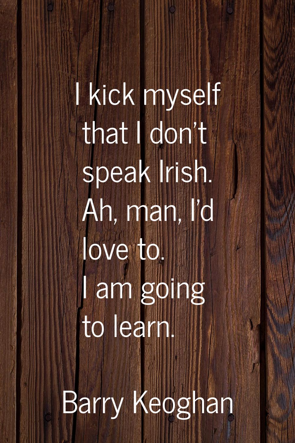 I kick myself that I don't speak Irish. Ah, man, I'd love to. I am going to learn.