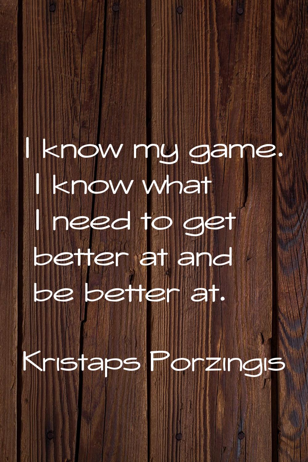 I know my game. I know what I need to get better at and be better at.