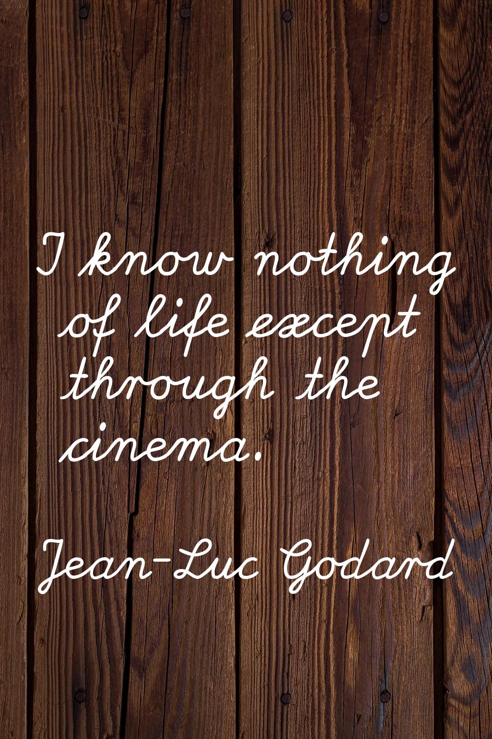 I know nothing of life except through the cinema.