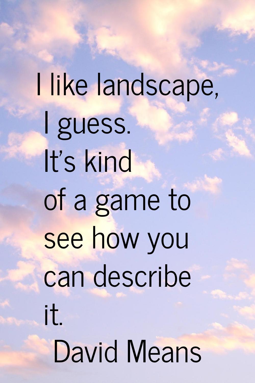 I like landscape, I guess. It's kind of a game to see how you can describe it.