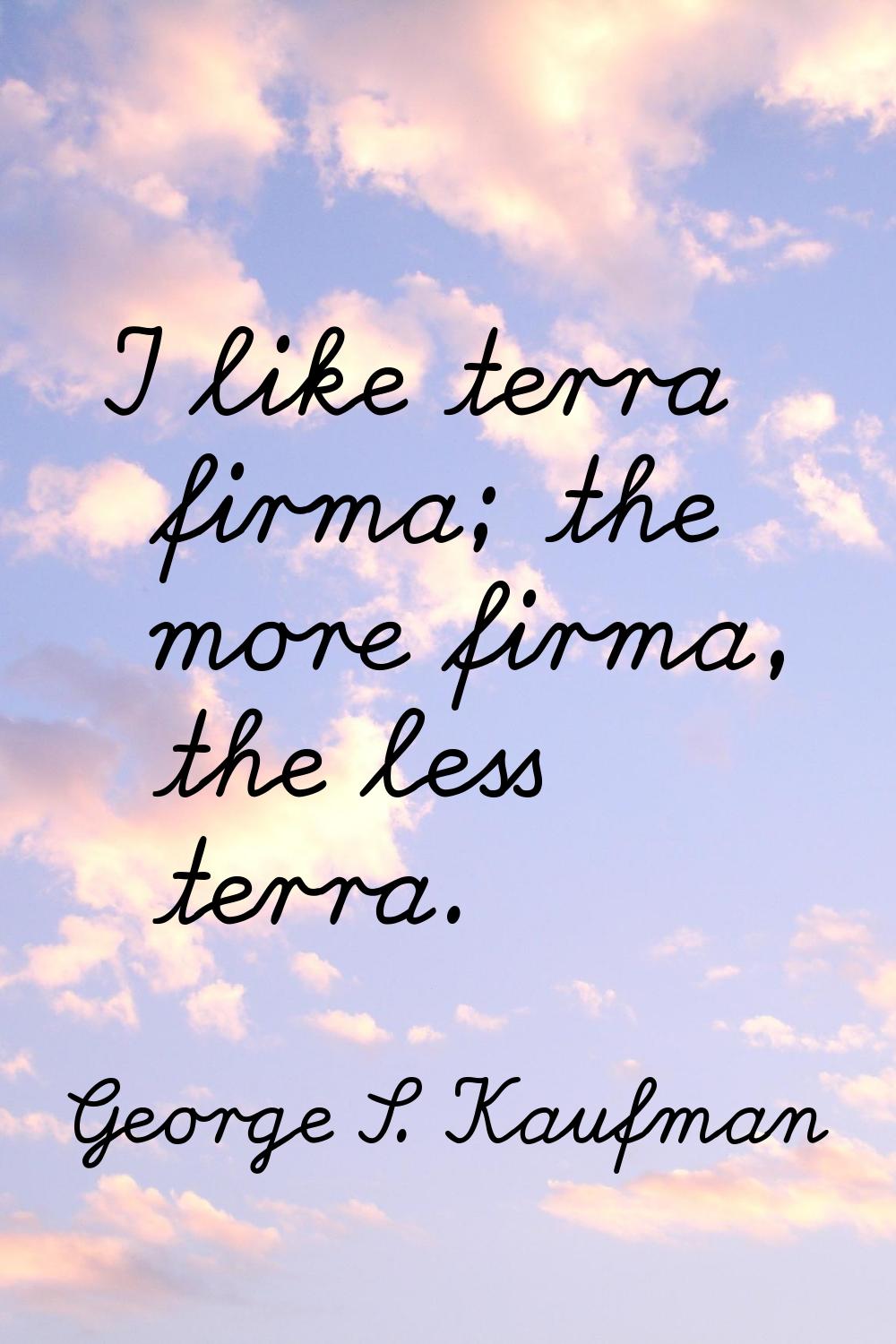 I like terra firma; the more firma, the less terra.