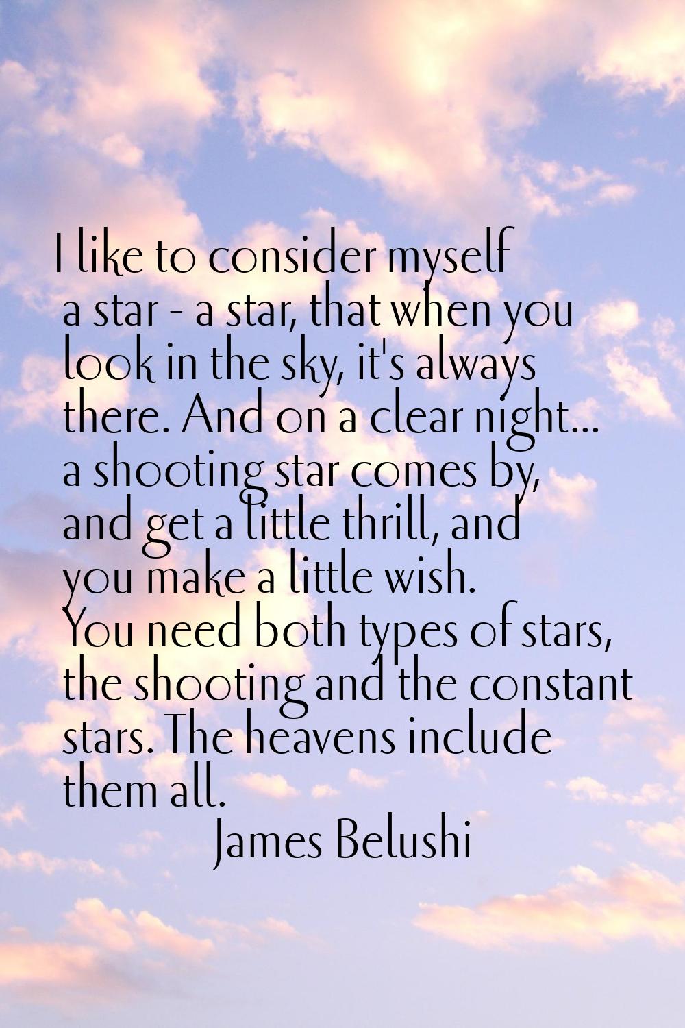 I like to consider myself a star - a star, that when you look in the sky, it's always there. And on