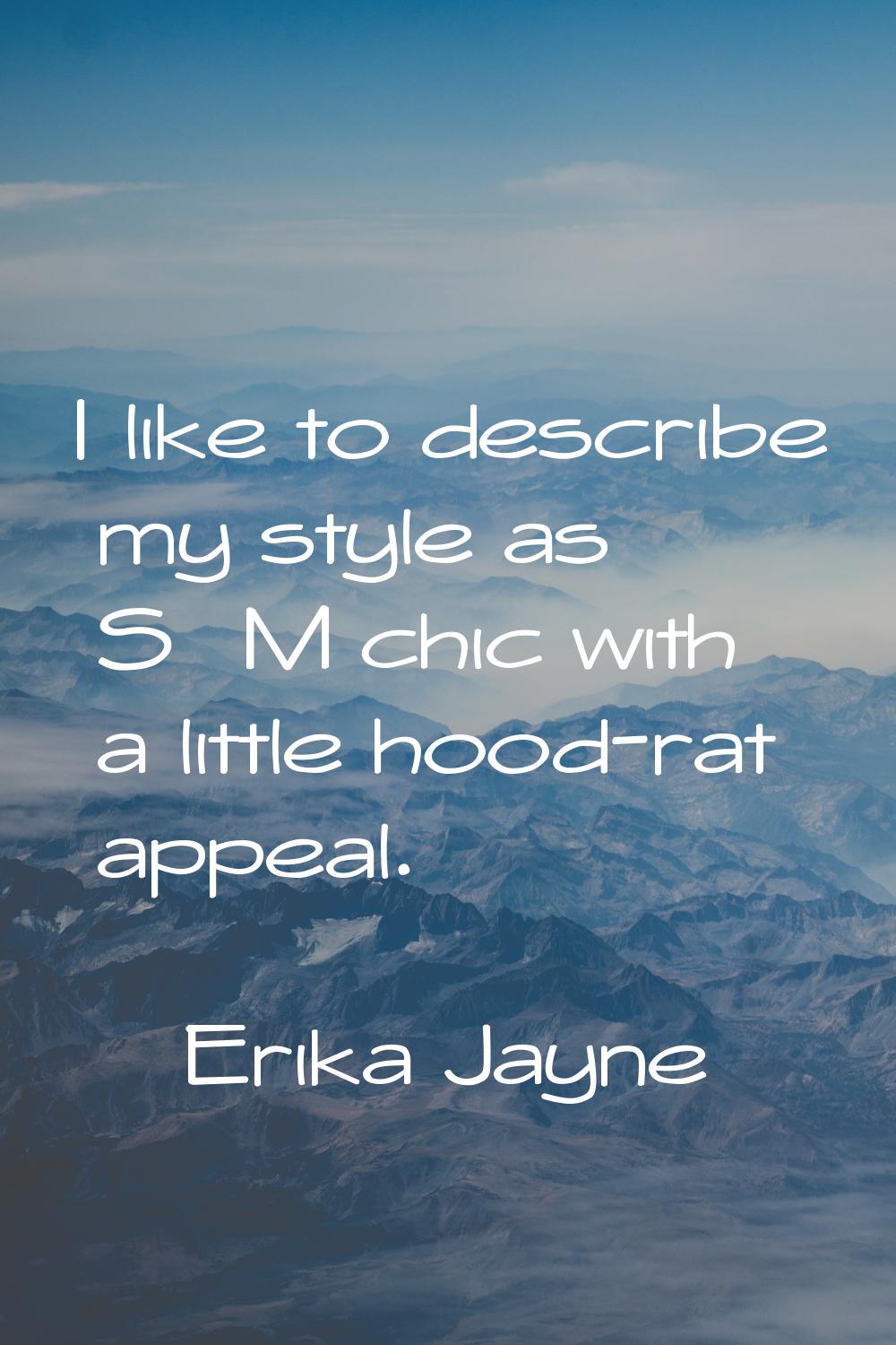 I like to describe my style as S&M chic with a little hood-rat appeal.
