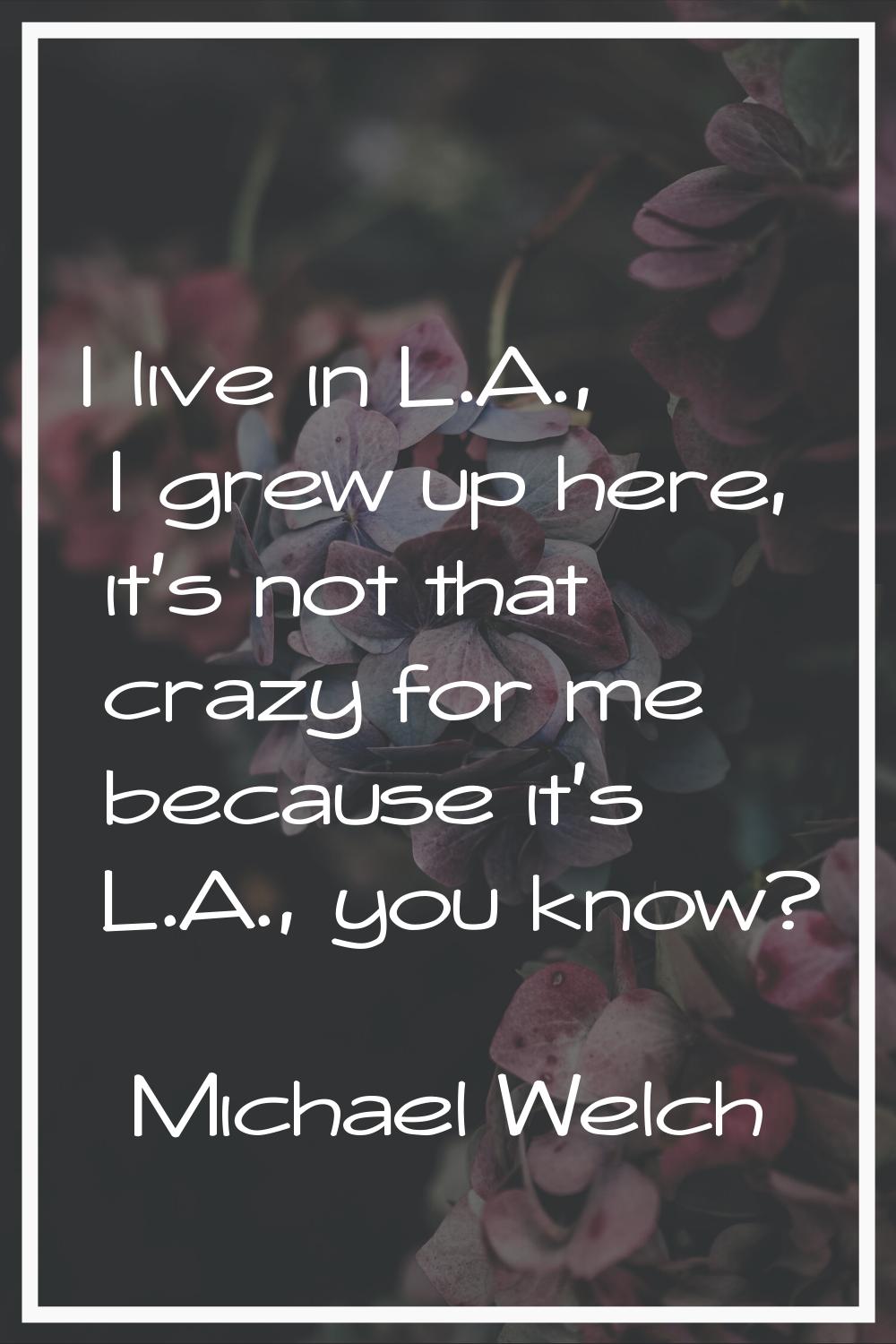 I live in L.A., I grew up here, it's not that crazy for me because it's L.A., you know?
