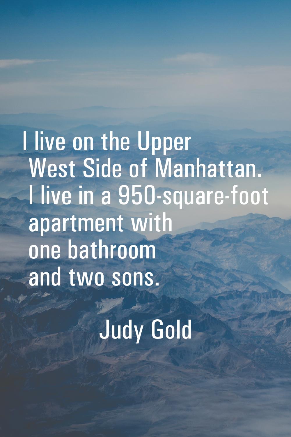 I live on the Upper West Side of Manhattan. I live in a 950-square-foot apartment with one bathroom