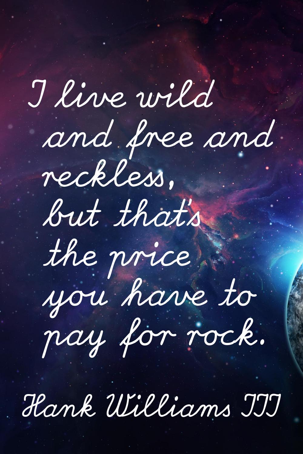 I live wild and free and reckless, but that's the price you have to pay for rock.