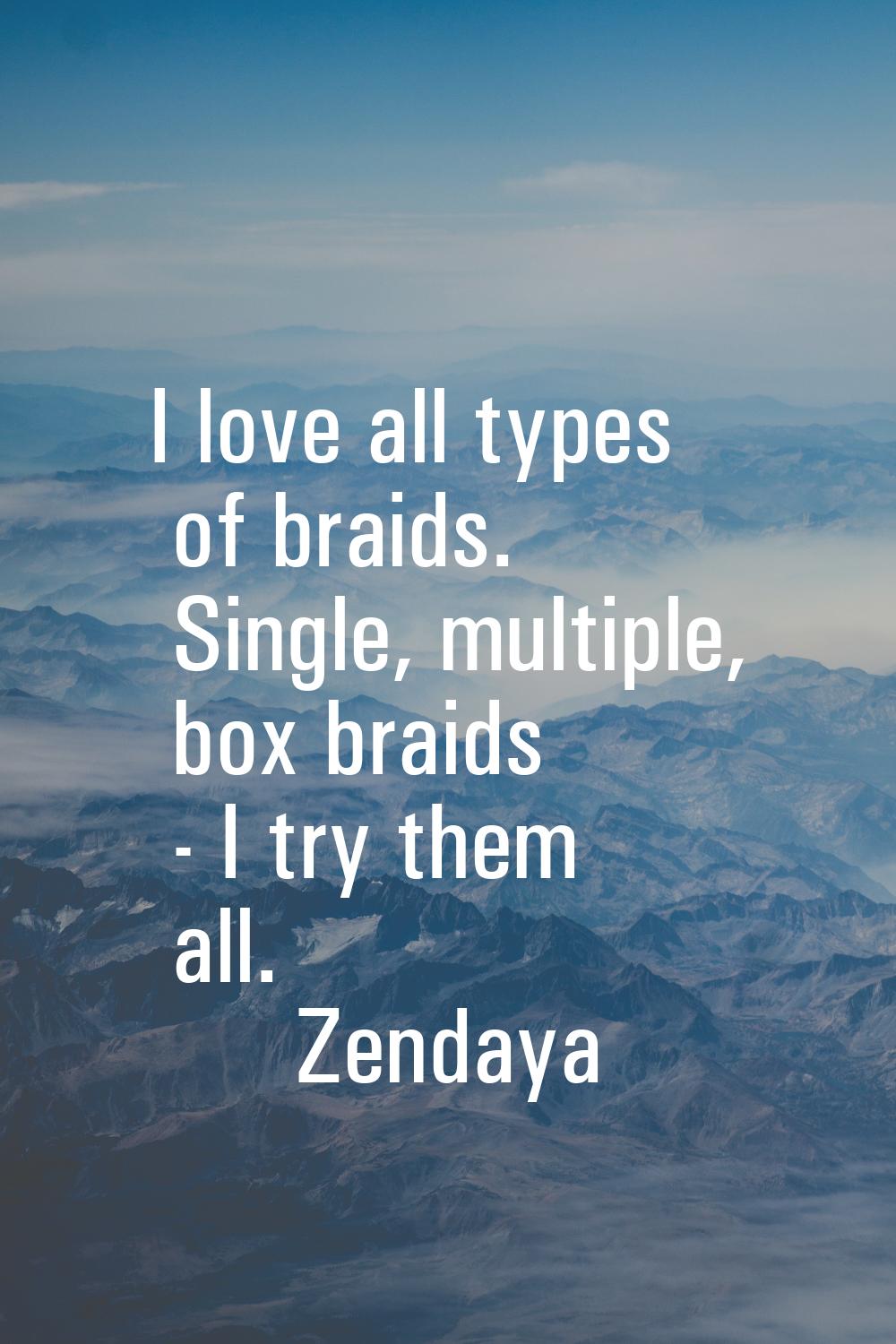I love all types of braids. Single, multiple, box braids - I try them all.
