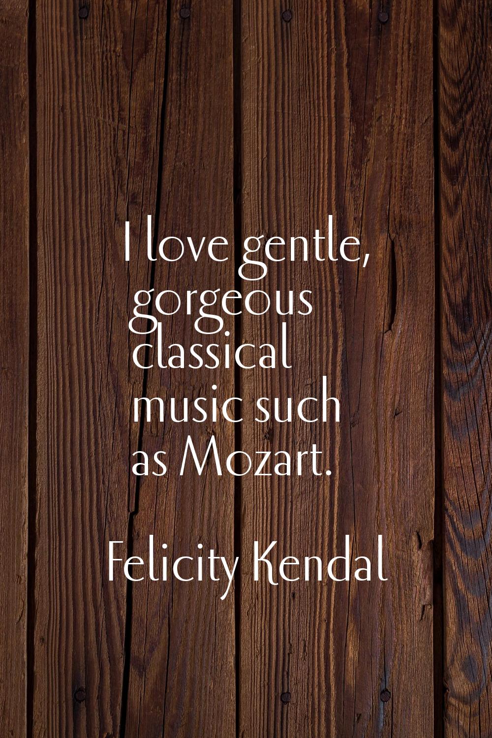 I love gentle, gorgeous classical music such as Mozart.