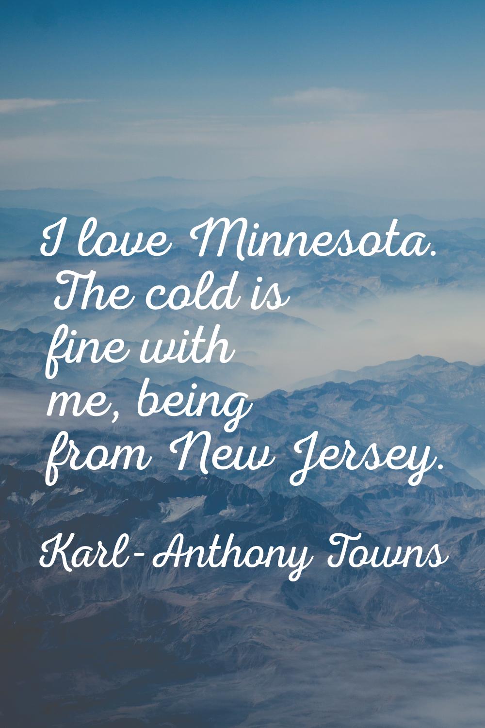 I love Minnesota. The cold is fine with me, being from New Jersey.