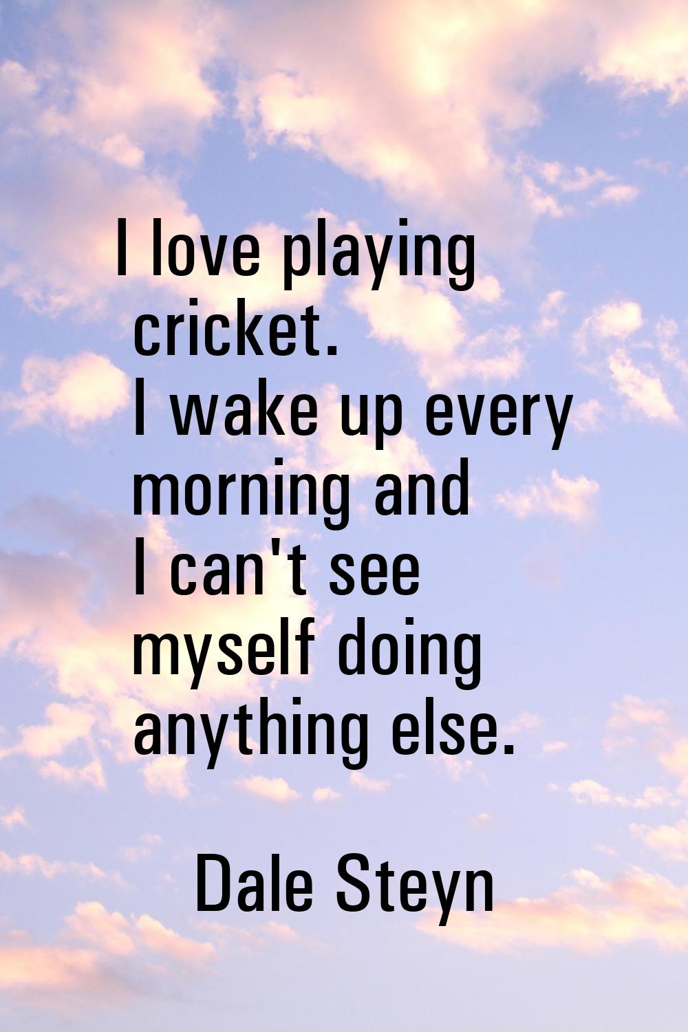I love playing cricket. I wake up every morning and I can't see myself doing anything else.