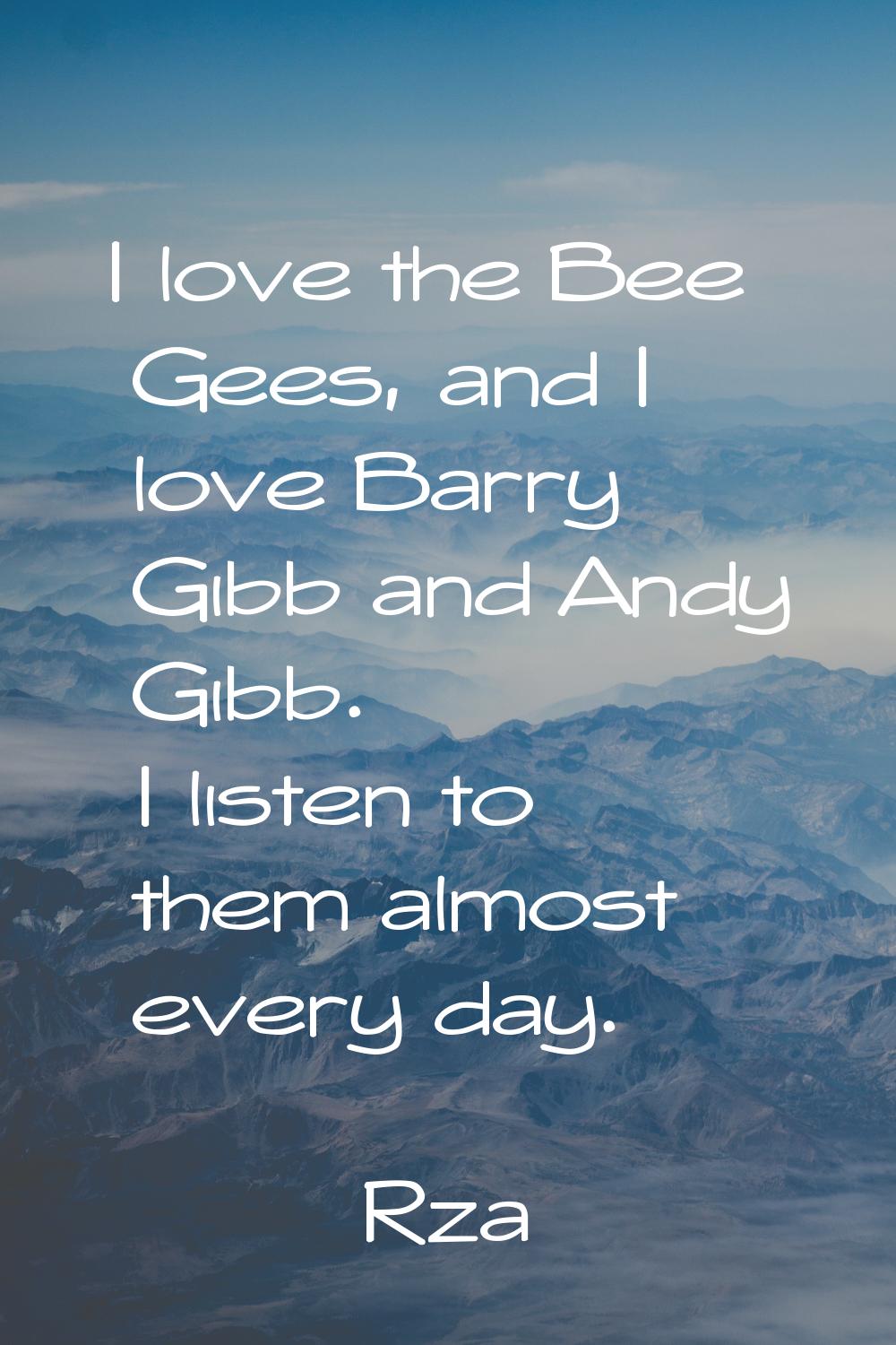 I love the Bee Gees, and I love Barry Gibb and Andy Gibb. I listen to them almost every day.