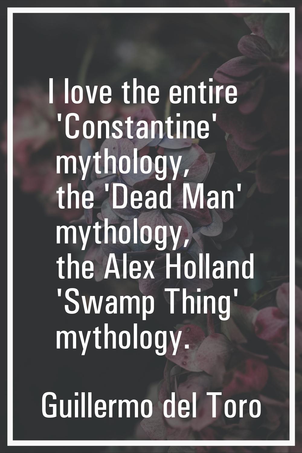 I love the entire 'Constantine' mythology, the 'Dead Man' mythology, the Alex Holland 'Swamp Thing'