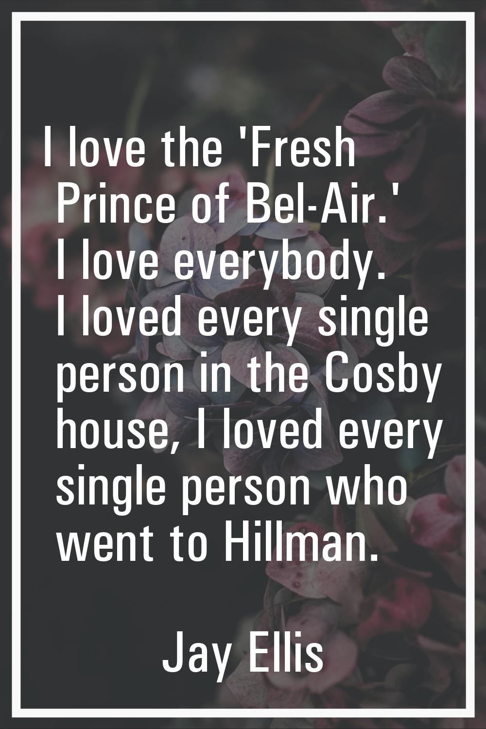 I love the 'Fresh Prince of Bel-Air.' I love everybody. I loved every single person in the Cosby ho