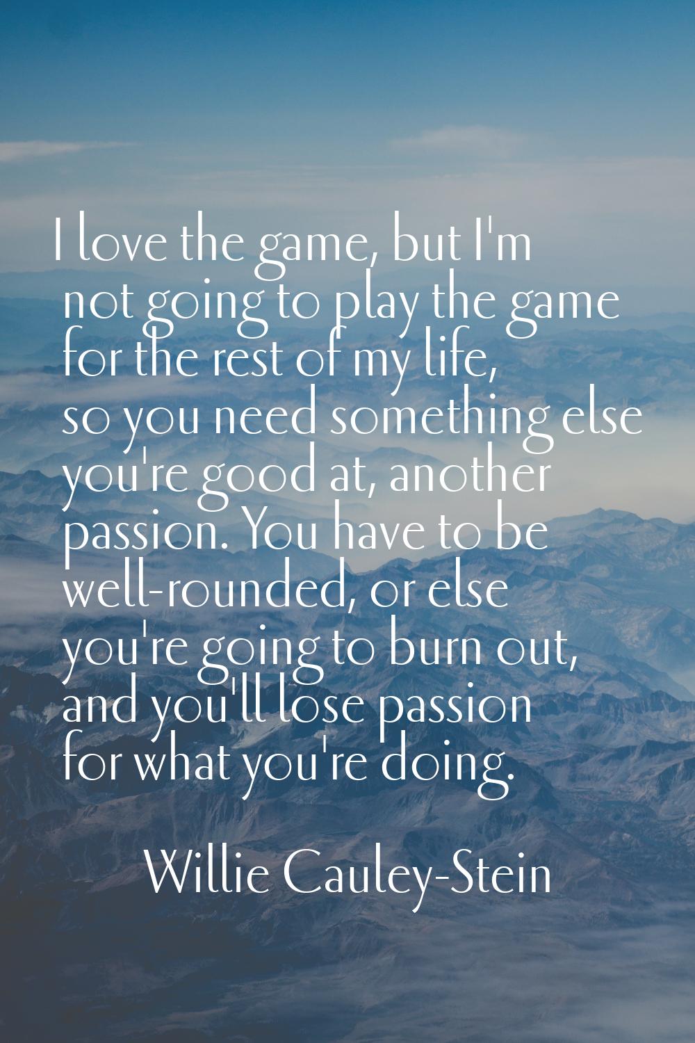 I love the game, but I'm not going to play the game for the rest of my life, so you need something 