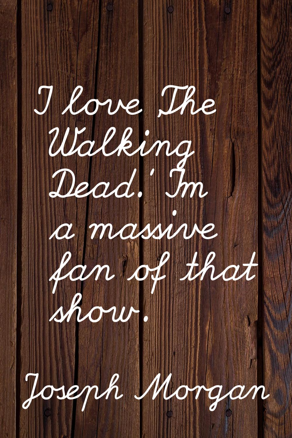 I love 'The Walking Dead.' I'm a massive fan of that show.