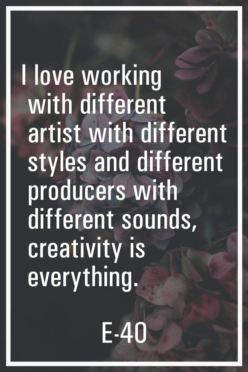 I love working with different artist with different styles and different producers with different s