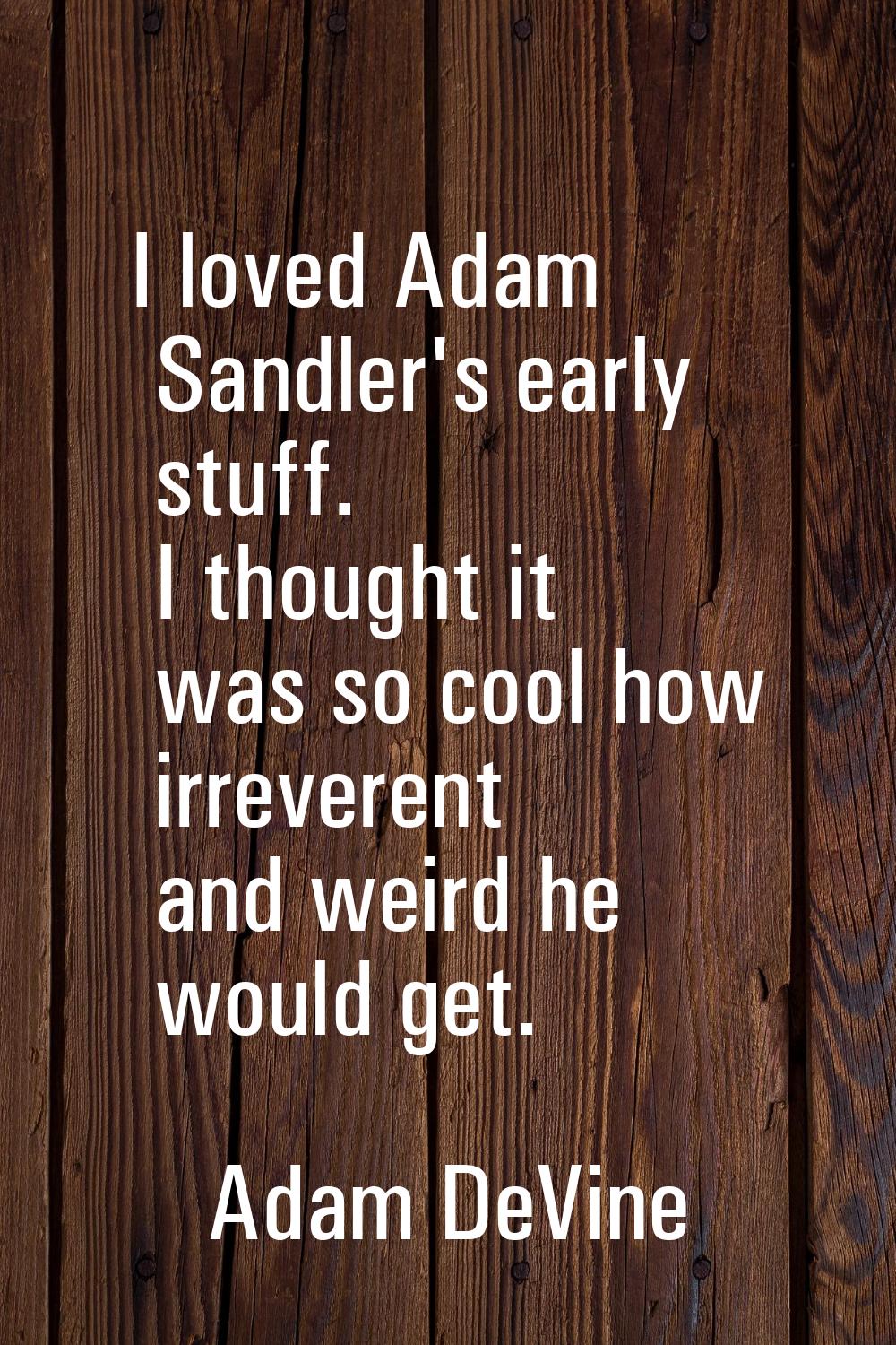 I loved Adam Sandler's early stuff. I thought it was so cool how irreverent and weird he would get.