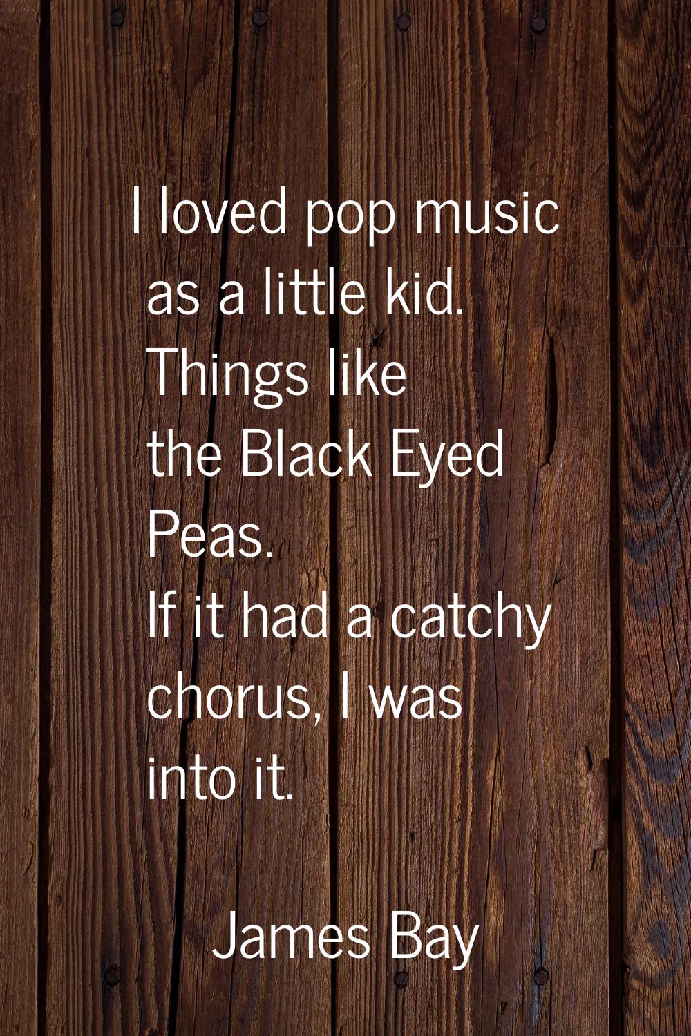 I loved pop music as a little kid. Things like the Black Eyed Peas. If it had a catchy chorus, I wa
