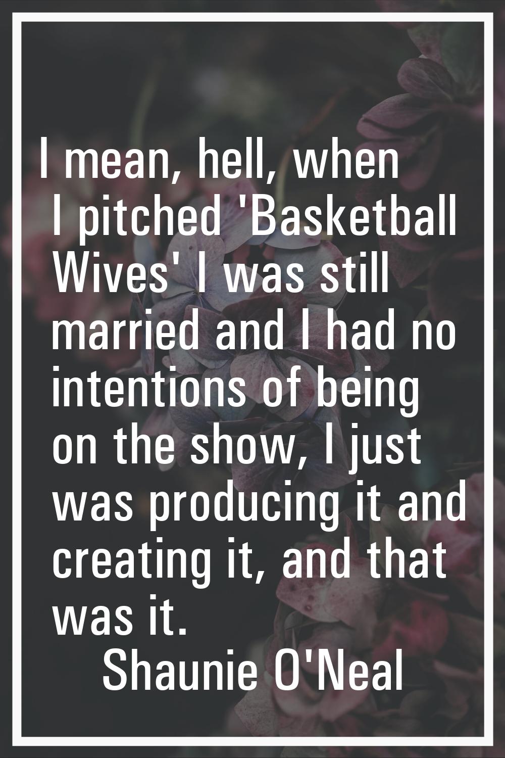 I mean, hell, when I pitched 'Basketball Wives' I was still married and I had no intentions of bein