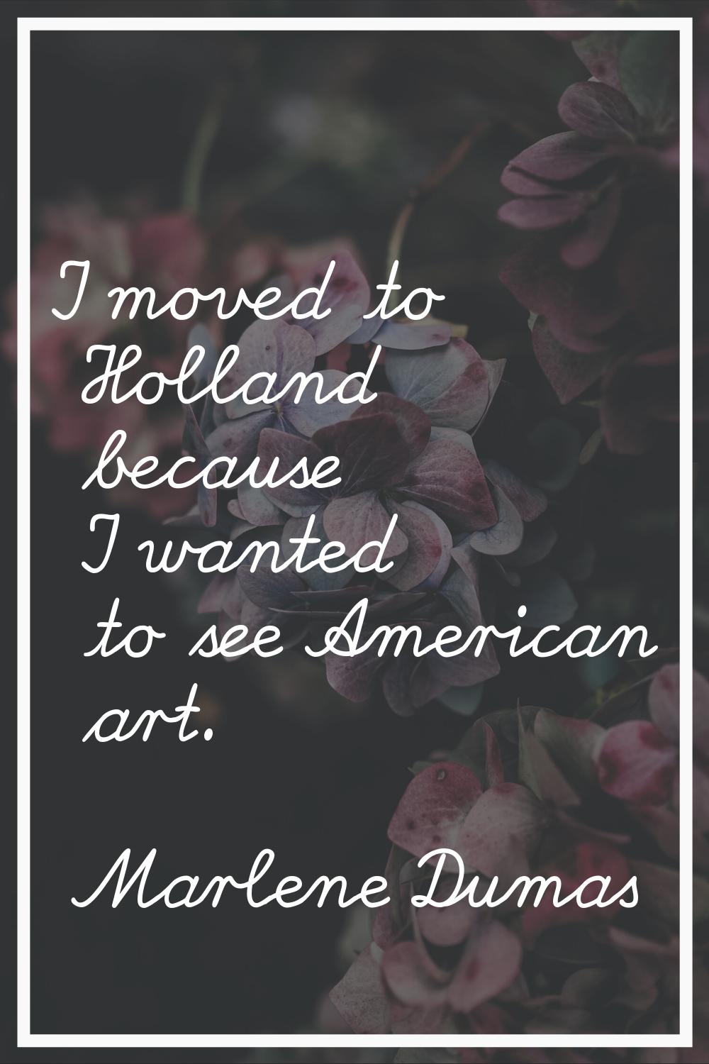 I moved to Holland because I wanted to see American art.