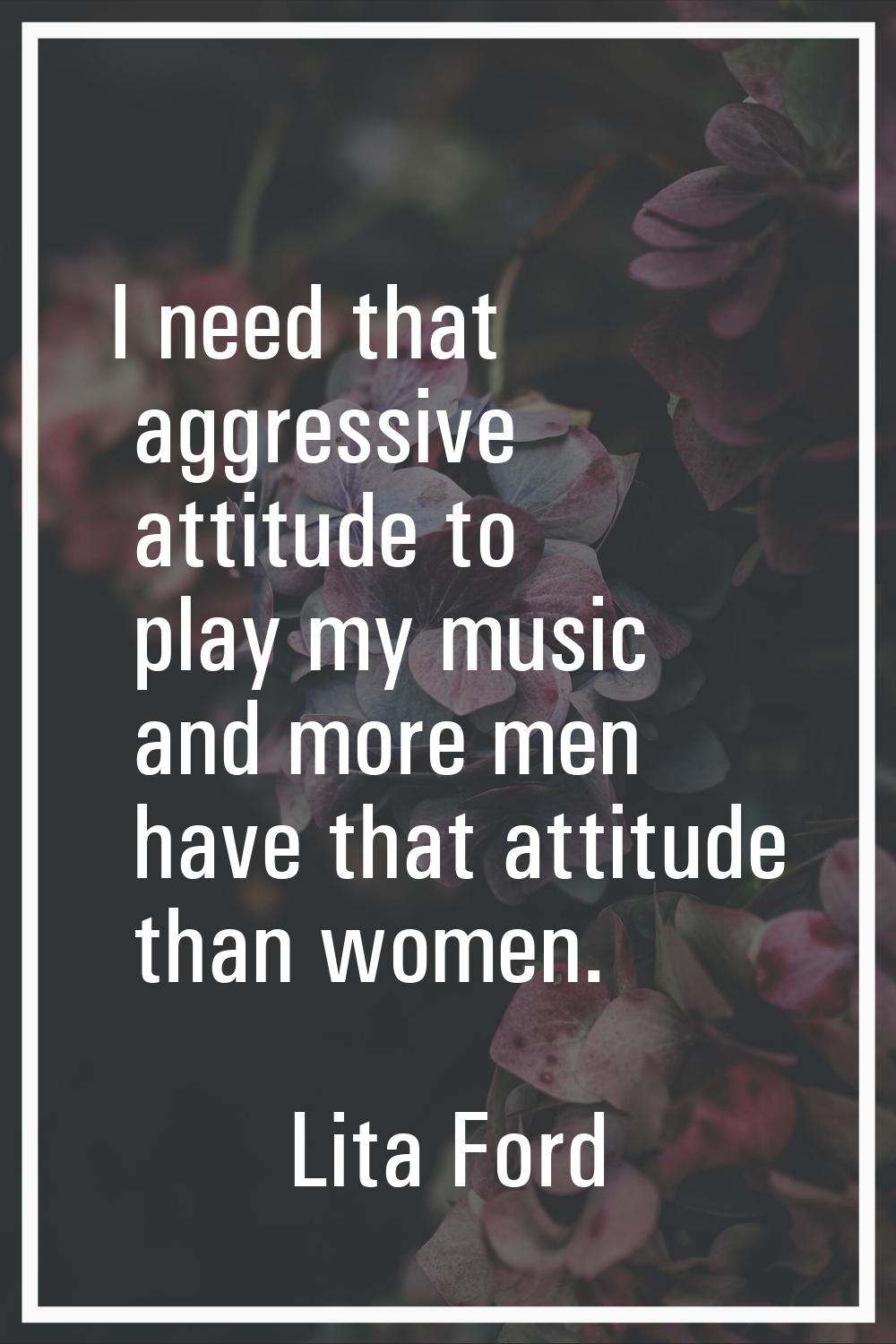 I need that aggressive attitude to play my music and more men have that attitude than women.