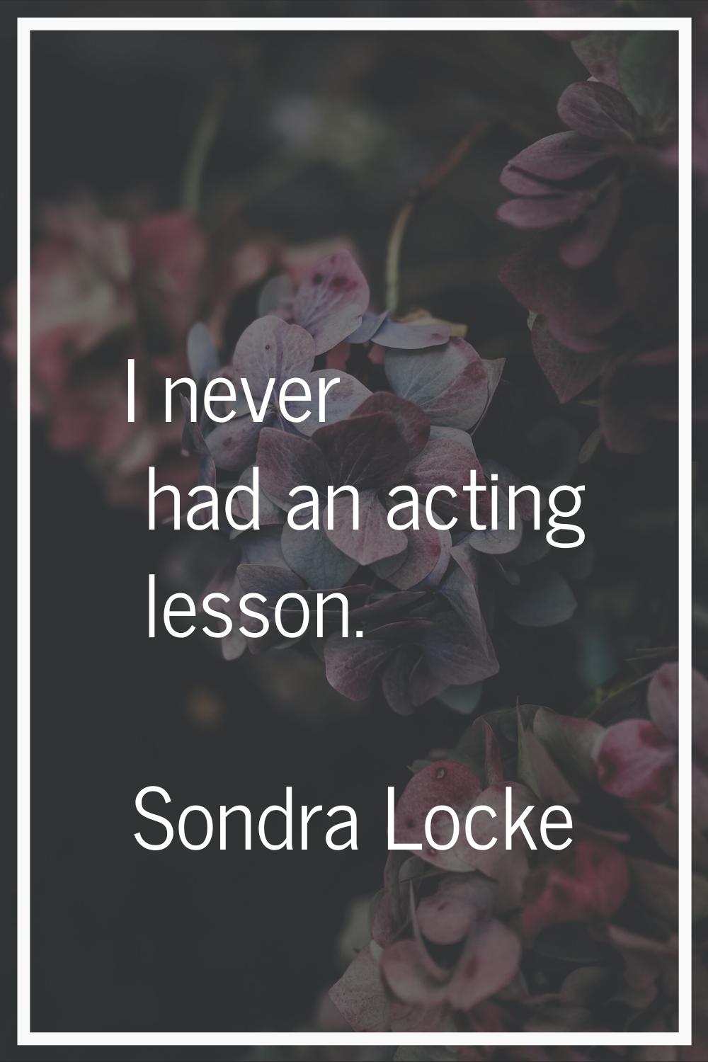 I never had an acting lesson.