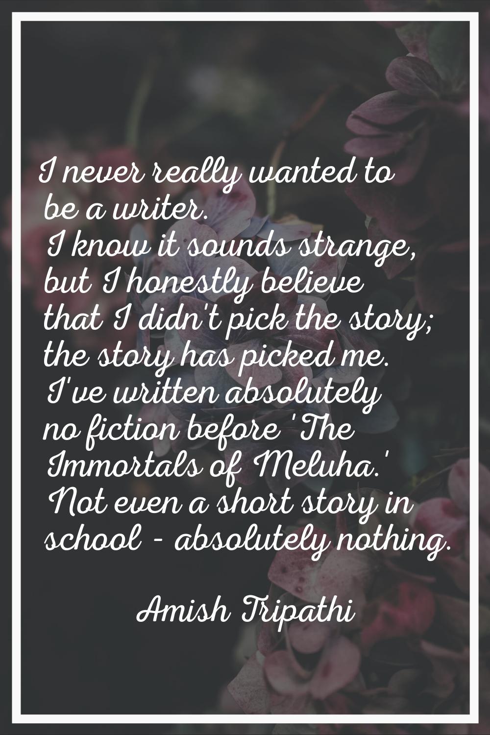 I never really wanted to be a writer. I know it sounds strange, but I honestly believe that I didn'