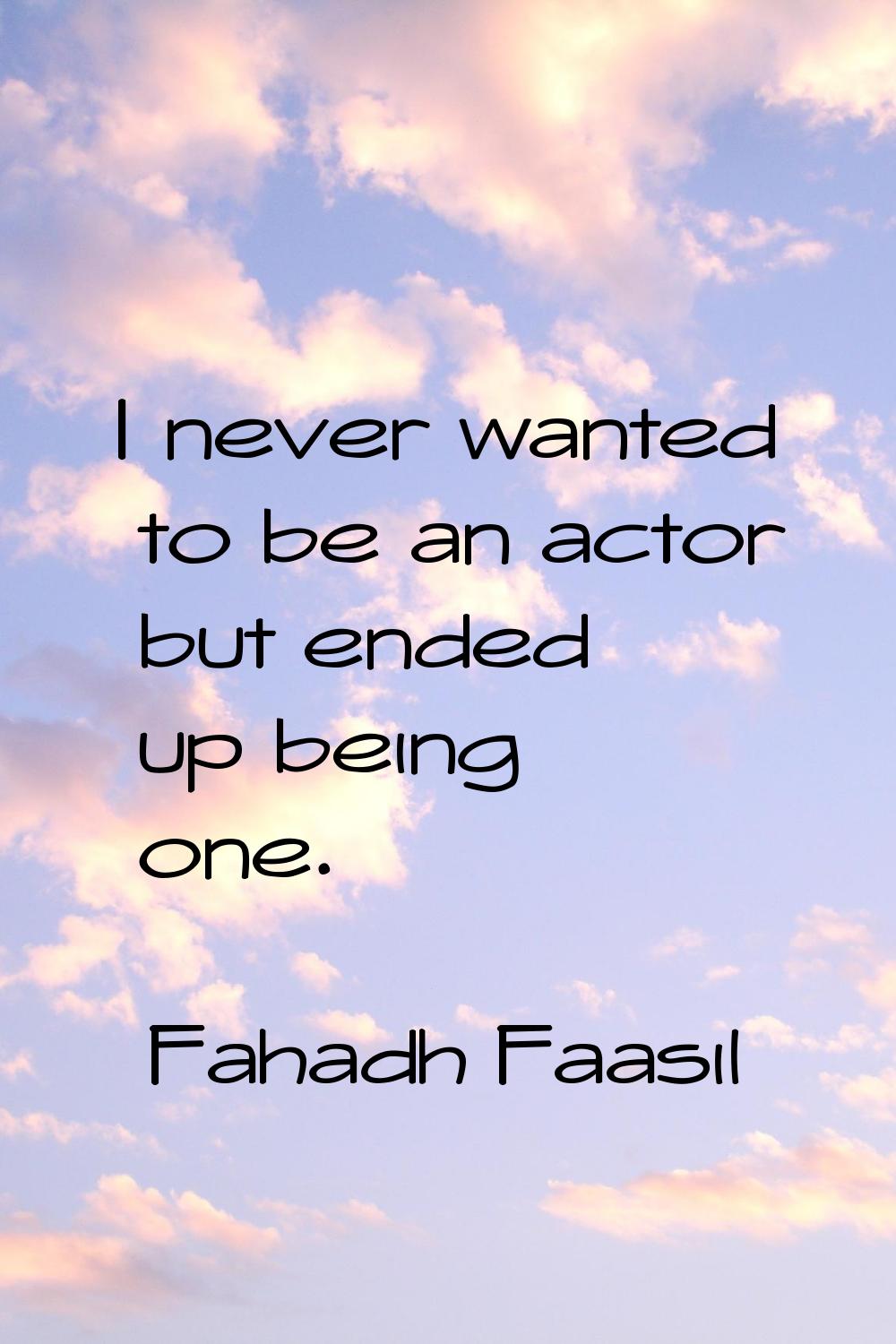 I never wanted to be an actor but ended up being one.