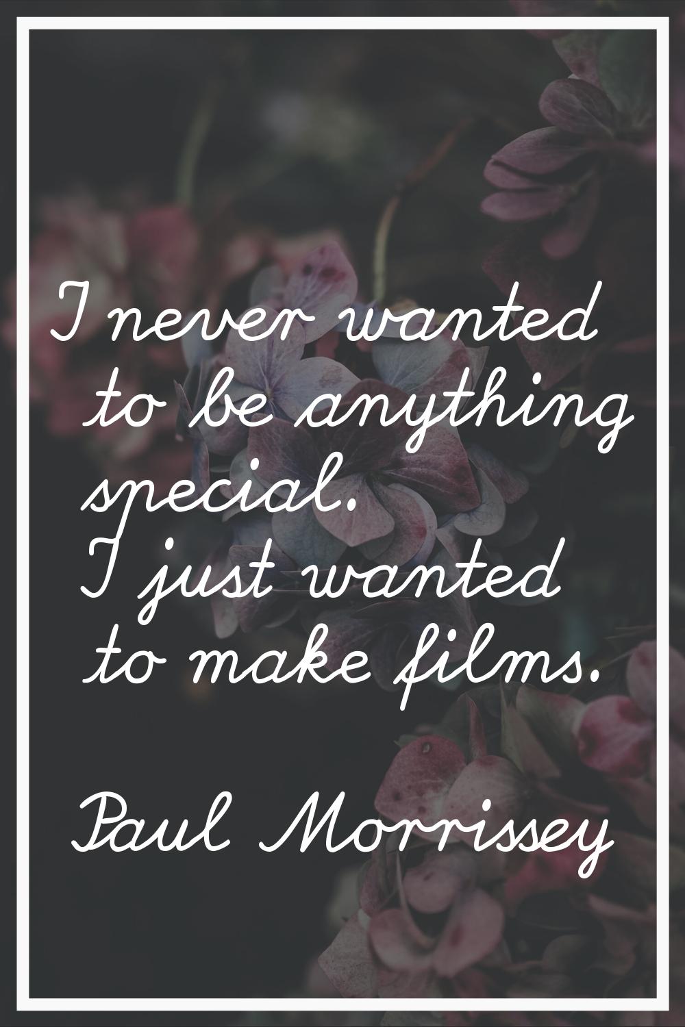 I never wanted to be anything special. I just wanted to make films.