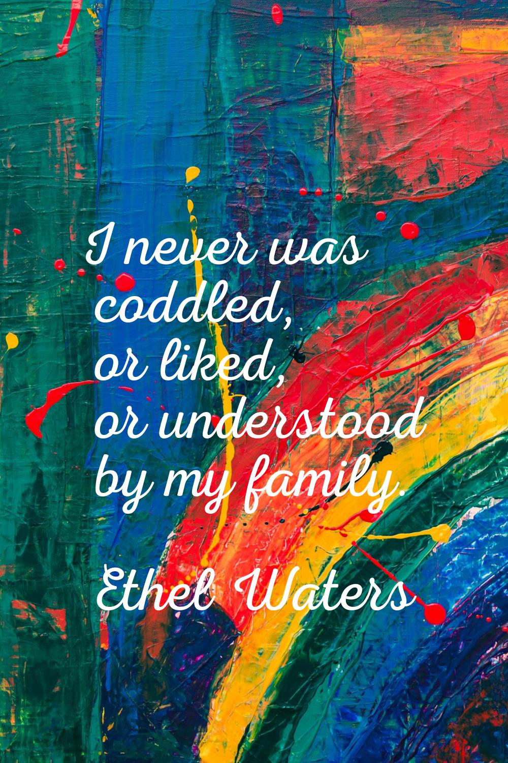 I never was coddled, or liked, or understood by my family.