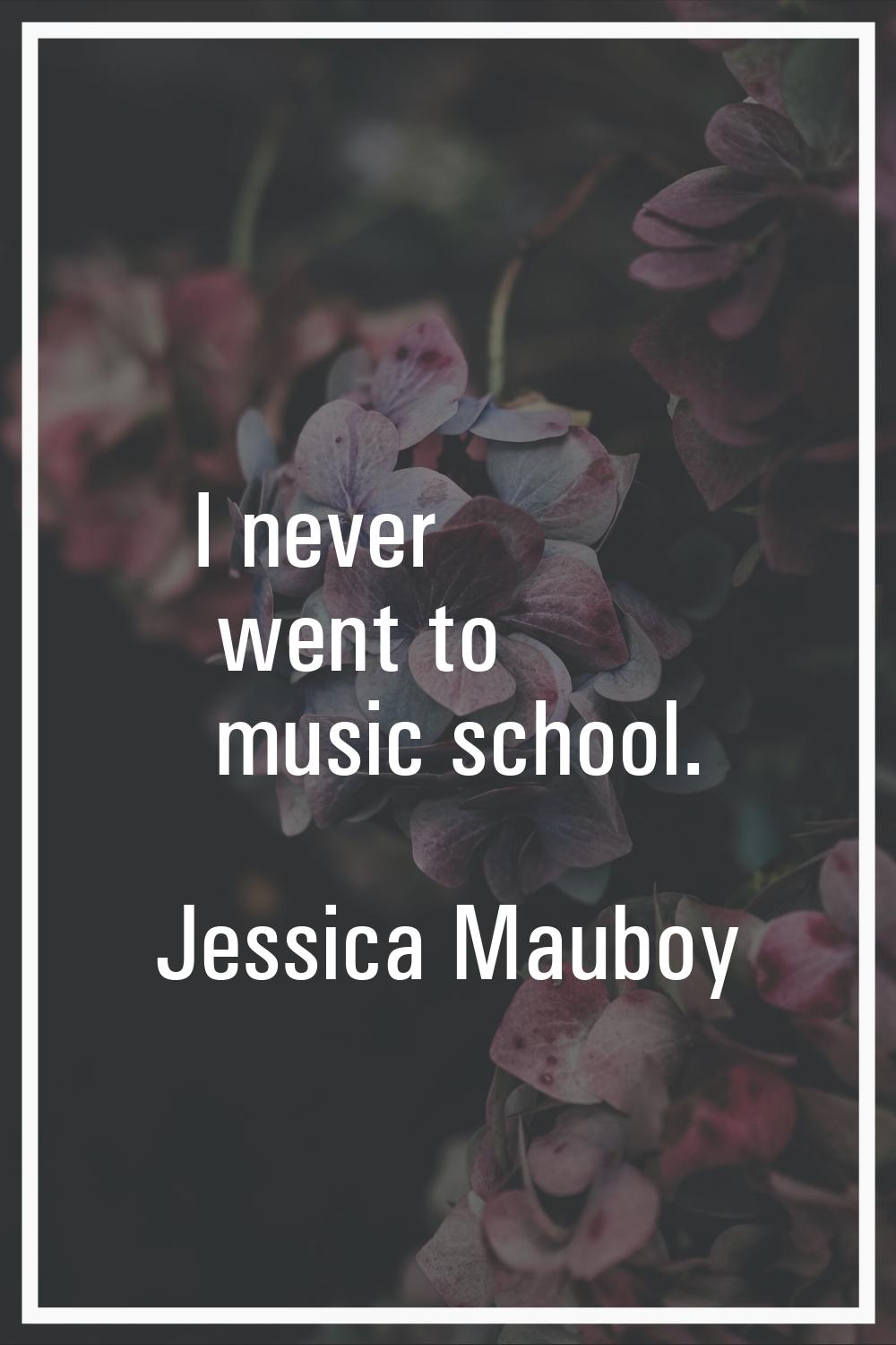 I never went to music school.