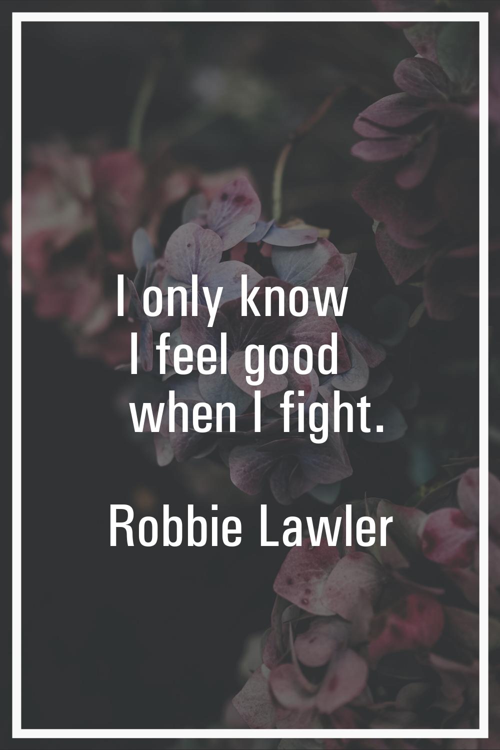 I only know I feel good when I fight.