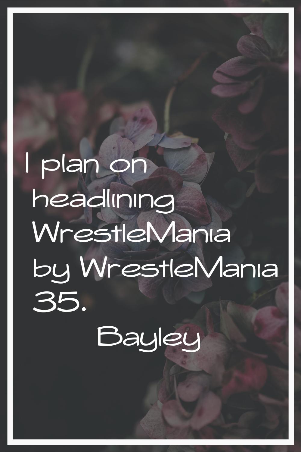 I plan on headlining WrestleMania by WrestleMania 35.