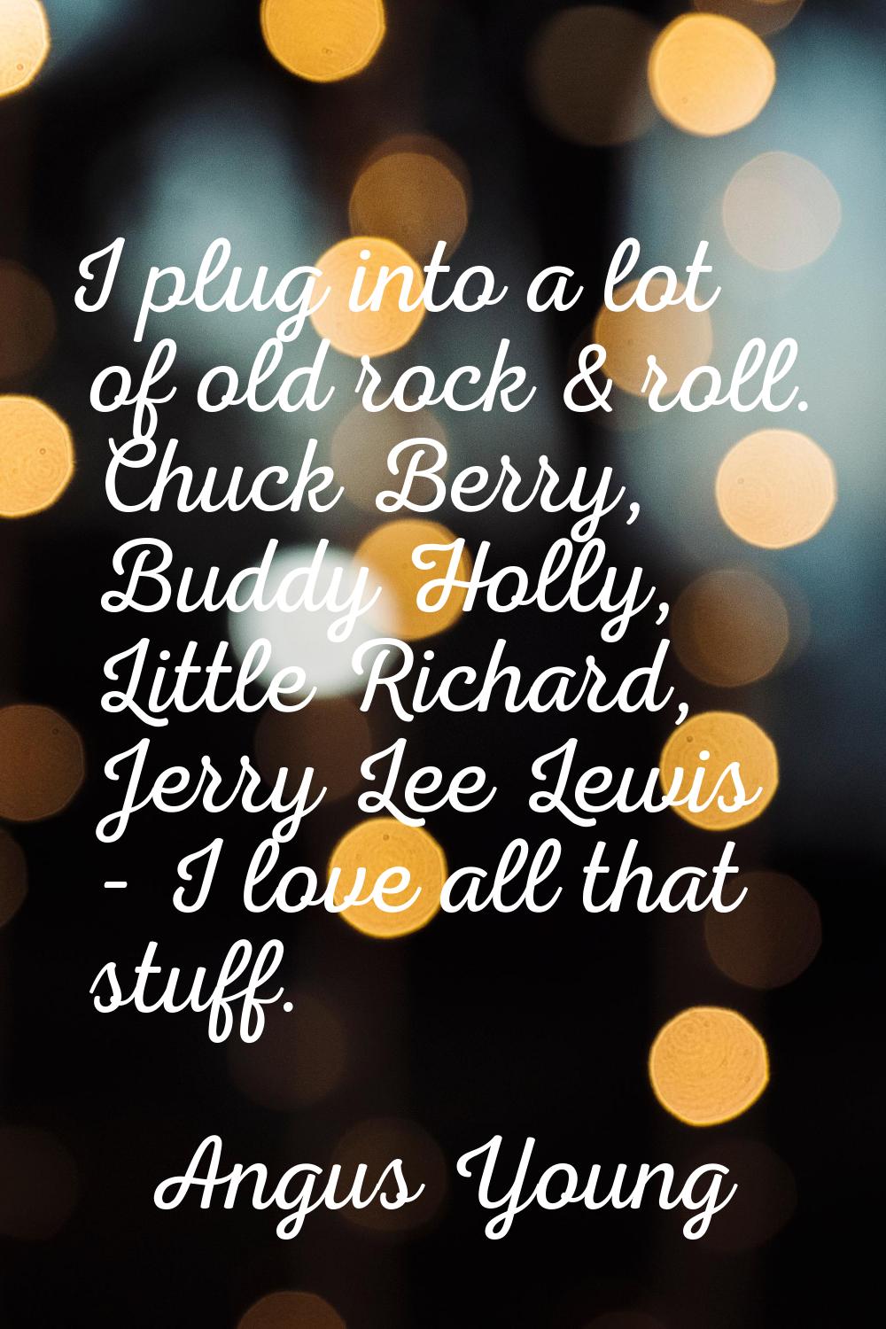 I plug into a lot of old rock & roll. Chuck Berry, Buddy Holly, Little Richard, Jerry Lee Lewis - I