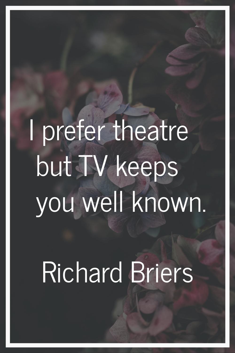 I prefer theatre but TV keeps you well known.