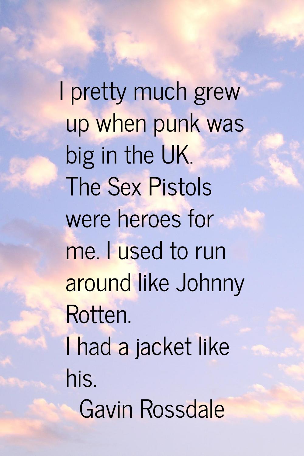 I pretty much grew up when punk was big in the UK. The Sex Pistols were heroes for me. I used to ru
