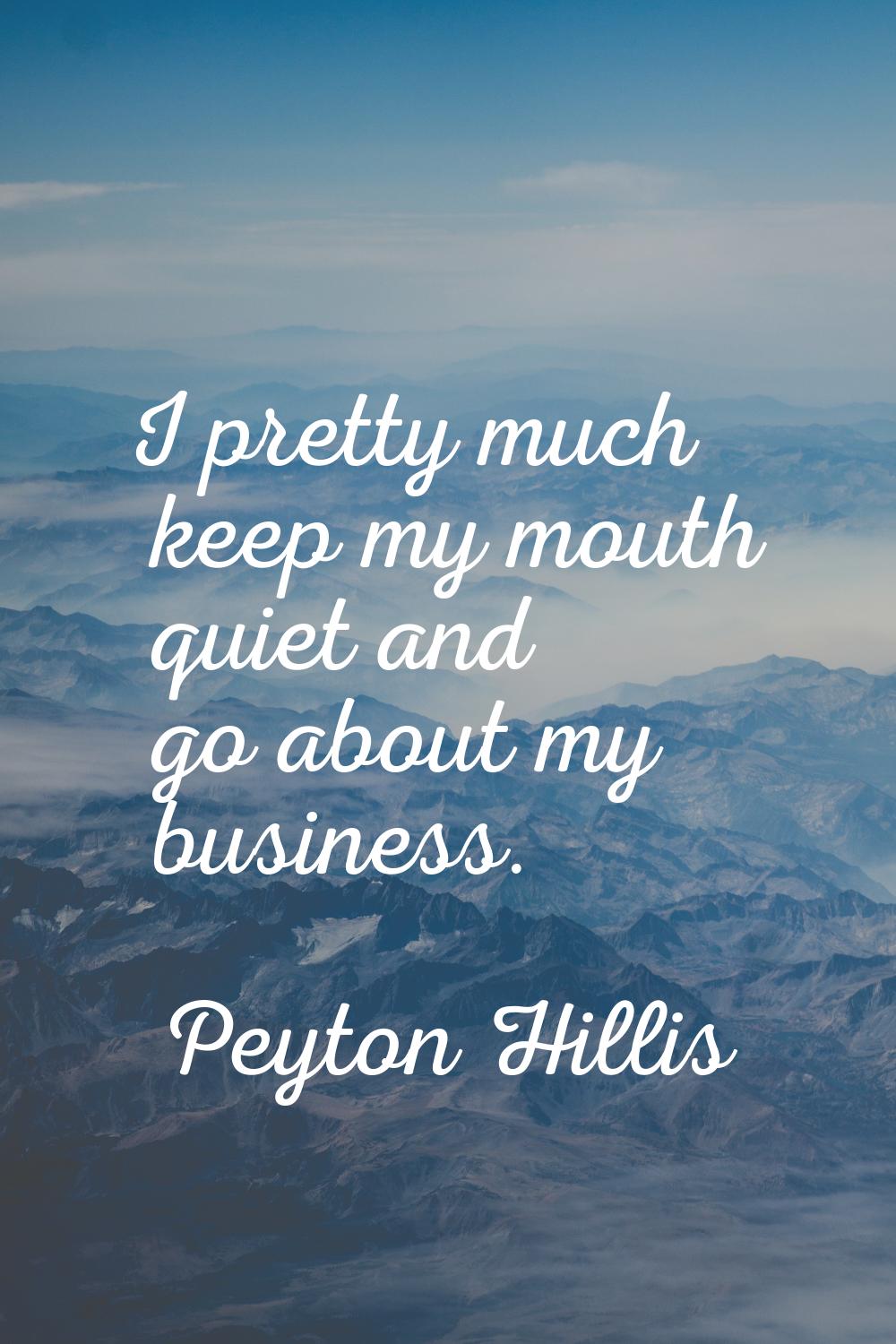 I pretty much keep my mouth quiet and go about my business.
