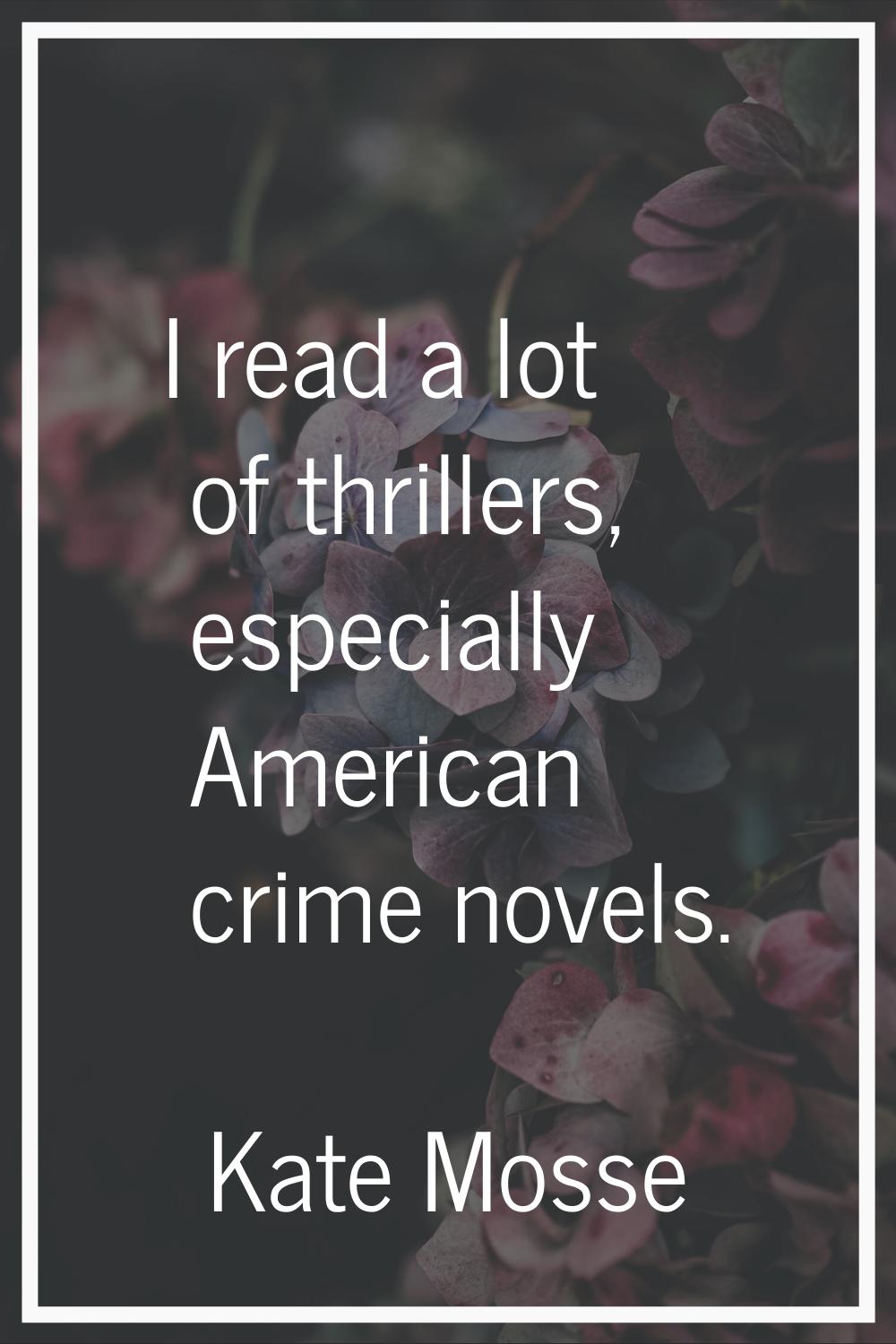 I read a lot of thrillers, especially American crime novels.