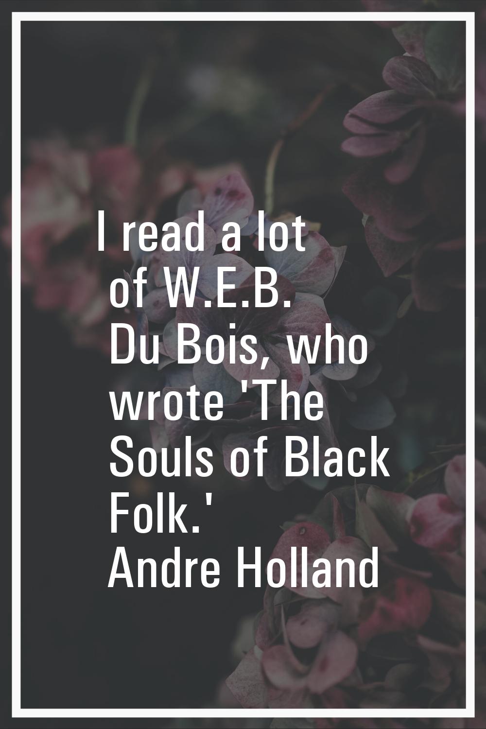 I read a lot of W.E.B. Du Bois, who wrote 'The Souls of Black Folk.'