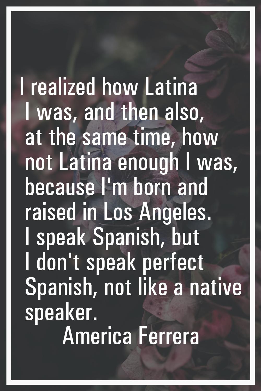 I realized how Latina I was, and then also, at the same time, how not Latina enough I was, because 