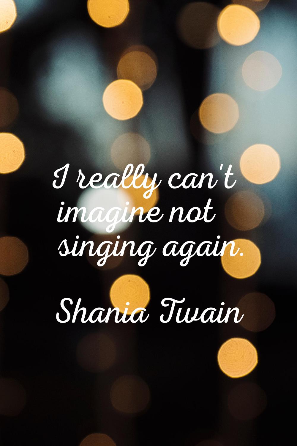 I really can't imagine not singing again.