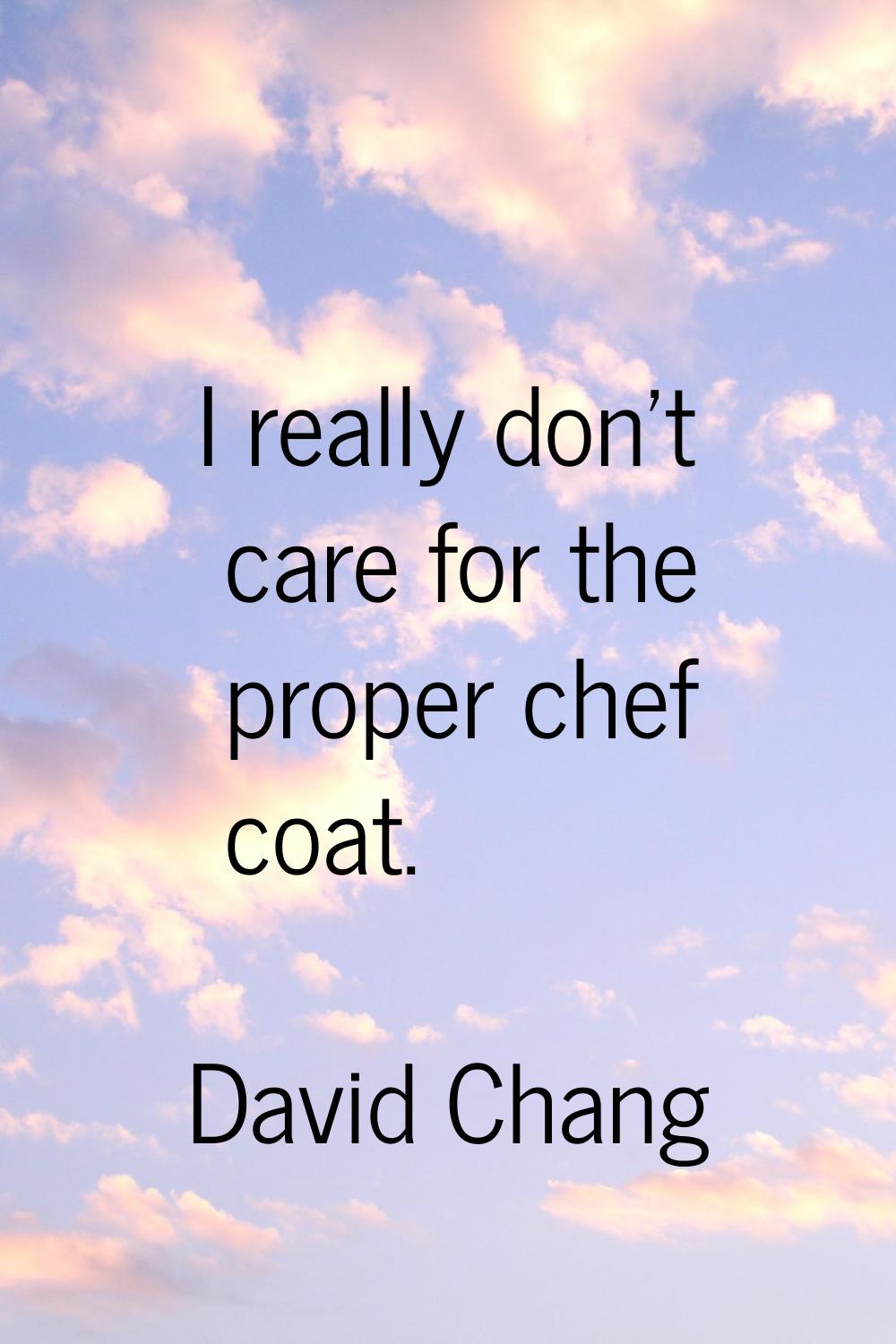 I really don't care for the proper chef coat.
